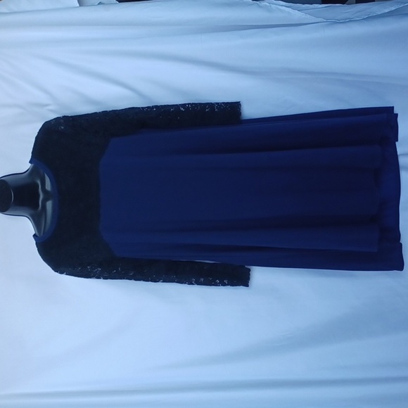 Rosie Pope Pip&Vine Maternity Dress, Lace Top, Navy & Black, Sz L, 20" PTP, 38"L - Picture 1 of 7